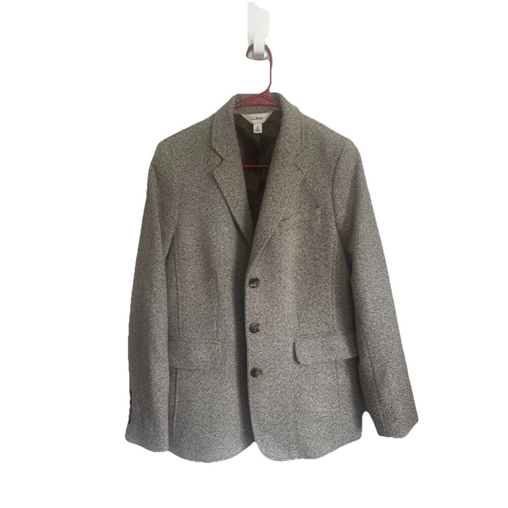 Vintage L.L.Bean Wool Cashmere Tweed Blazer Womens 14 Equestrian Academia